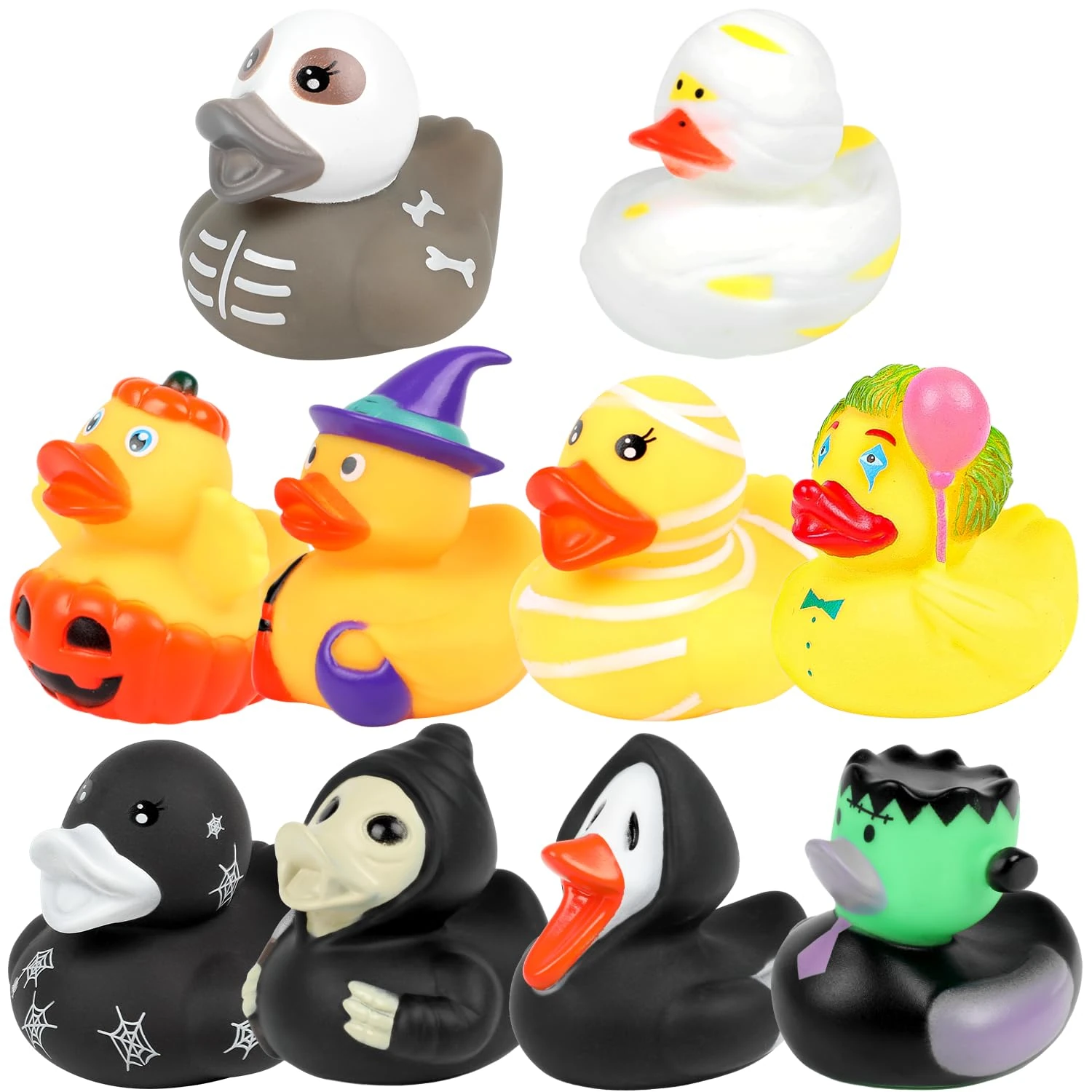 SULOLI Halloween Rubber Duck,10PCS Halloween Sensory Toys Rubber Ducks Bath Toys Trick or Treat Gifts for Halloween Prizes