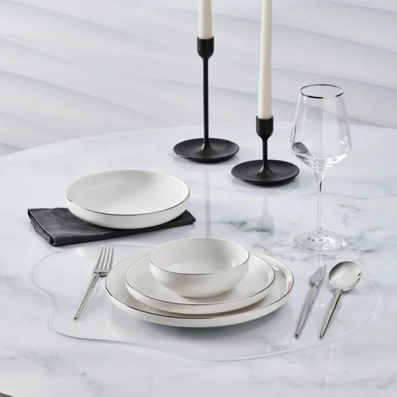 Karaca Streamline New Saturn V2 Platinum Dinner Set for 6 People, 24-Piece