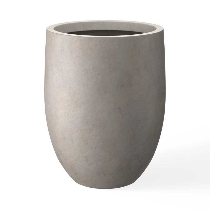 Kante Planter, 55 cm (H), Tall Planter, Large Decorative Pot for Indoor and Outdoor Use with Drain Hole and Rubber Plug, Modern Round Style for Home and Garden, Concrete