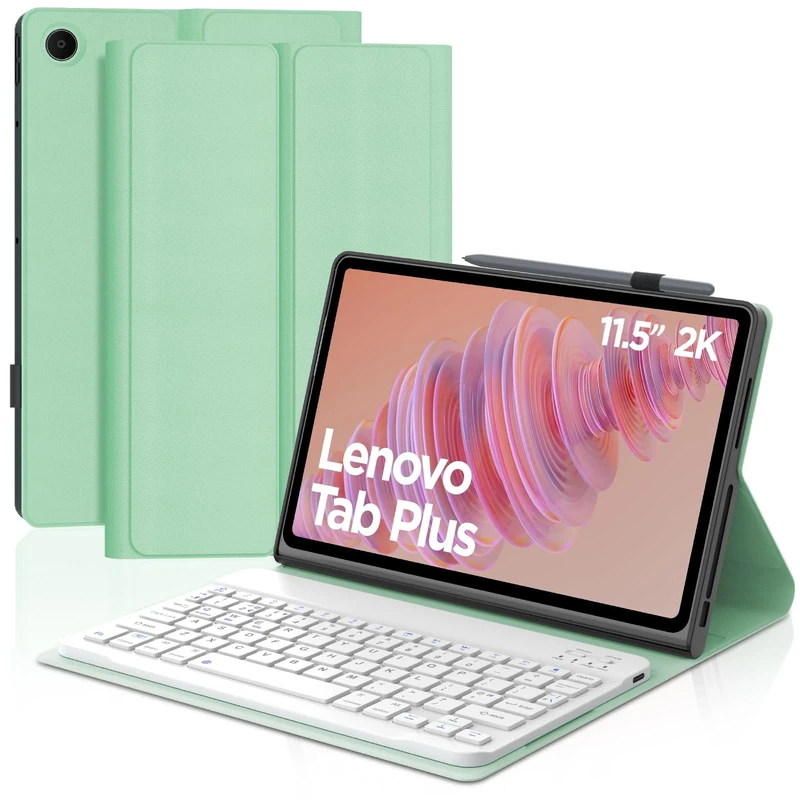 Keyboard Case for Lenovo Tab Plus 11.5" 2024, UK Layout Wireless Detachable Bluetooth Keyboard with Slim Protective Cover for Lenovo Tab Plus 11.5 Inch 2024 (TB351FU) Tablet, Grass Green