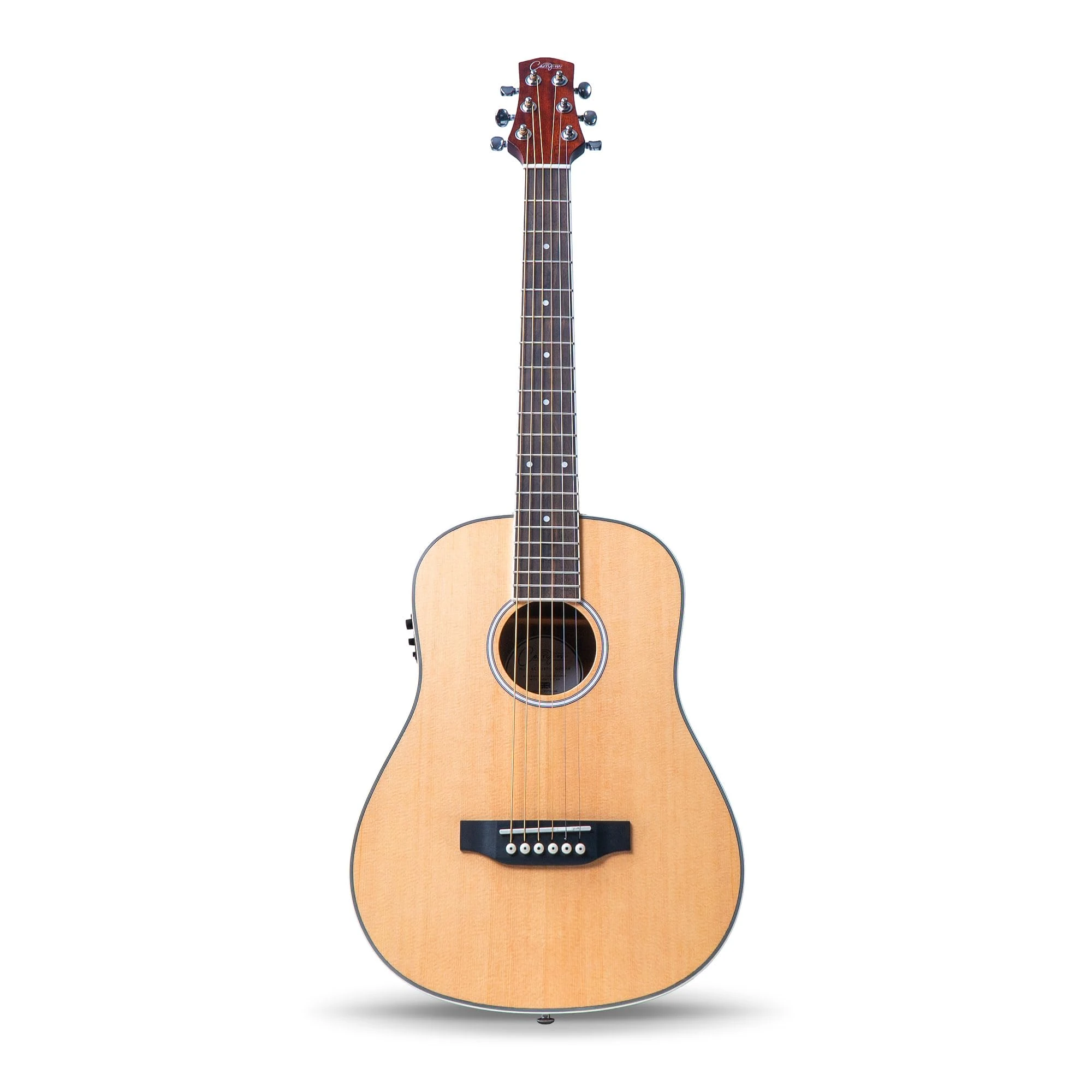 Mini Electro Acoustic Guitar, 3/4 Size, Travel, Education, Steel String, Natural