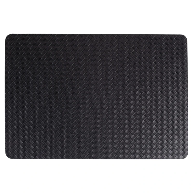 Set of 6 Black Woven PVC Placemats, 35 x 48 cm, Horeca Black