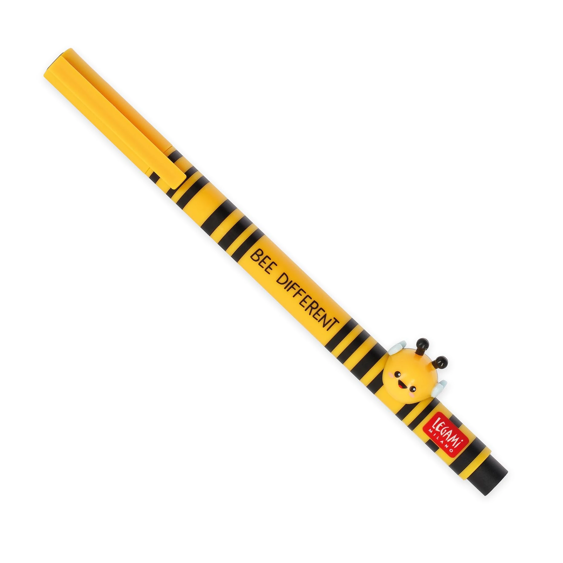 Legami - Gel Pen with Decorative Animal - Lovely Friends, Bee Theme, Avoid Rolling, Black Ink, Removable and Recombinable Animal, 0.5 mm Tip