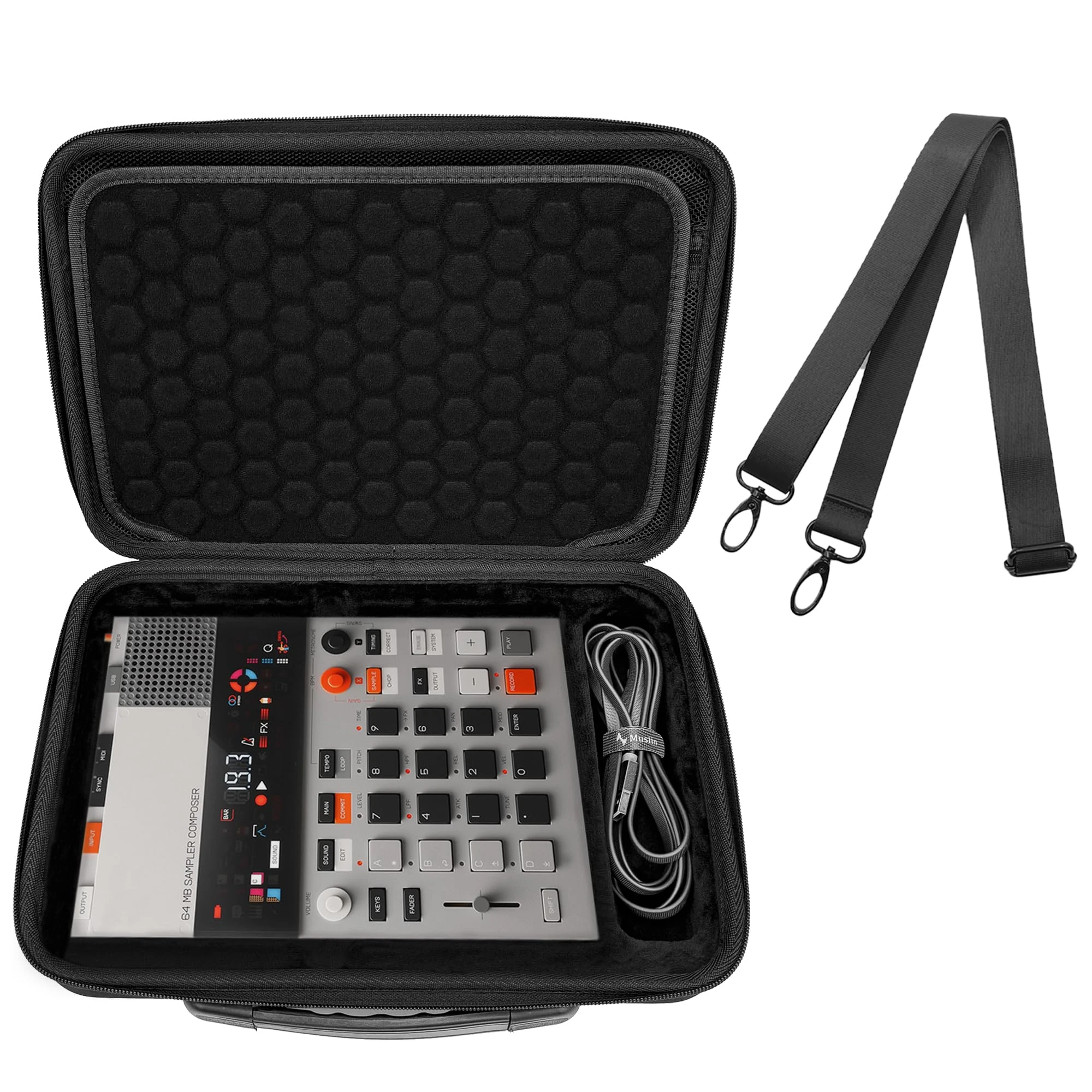 Musiin Audio Sampler Case Compatible with Teenage Engineering EP-133 K.O. II/EP-1320 Medieval Sampler, with Cable Compartment & Top Mesh Pocket, Portable Music Gear Case