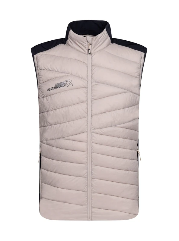 Rock Experience Men's Lancelot Hybrid Man Vest Jacket | Padded Sleeveless, Beige/Black, S - Image 1