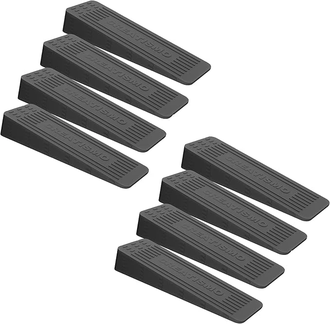 Pack of 8 Grey Rubber Door Stoppers for Floor, Durable, Anti-Skid, Heavy-Duty Rubber Door Wedges Indoors, for All Floor Types & Doorstops Wedge Preventing Accidents