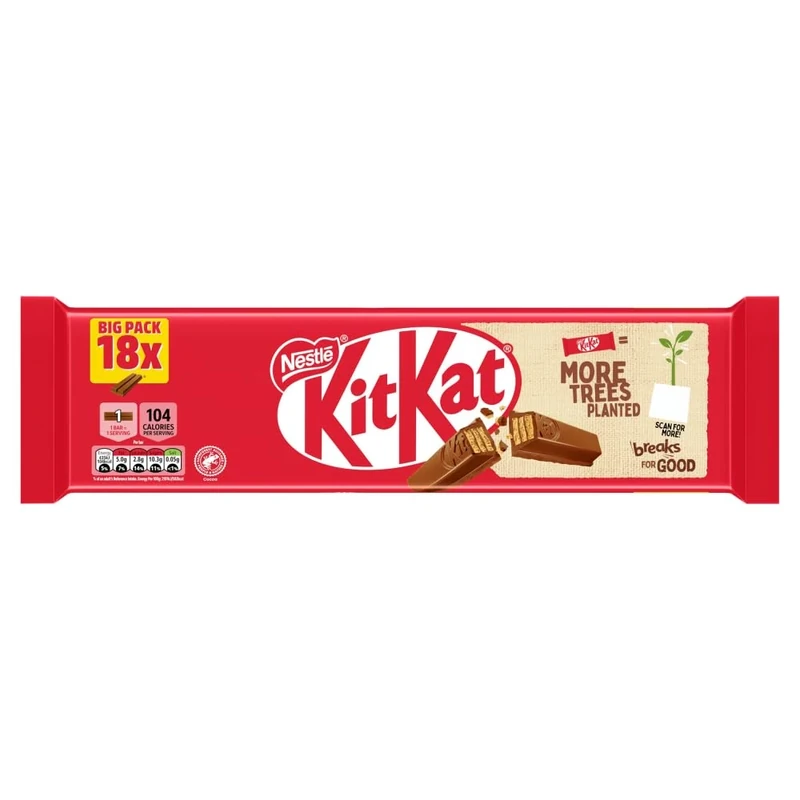 KitKat 2Finger Milk Chocolate Biscuit Bar, 18 x 20.7g