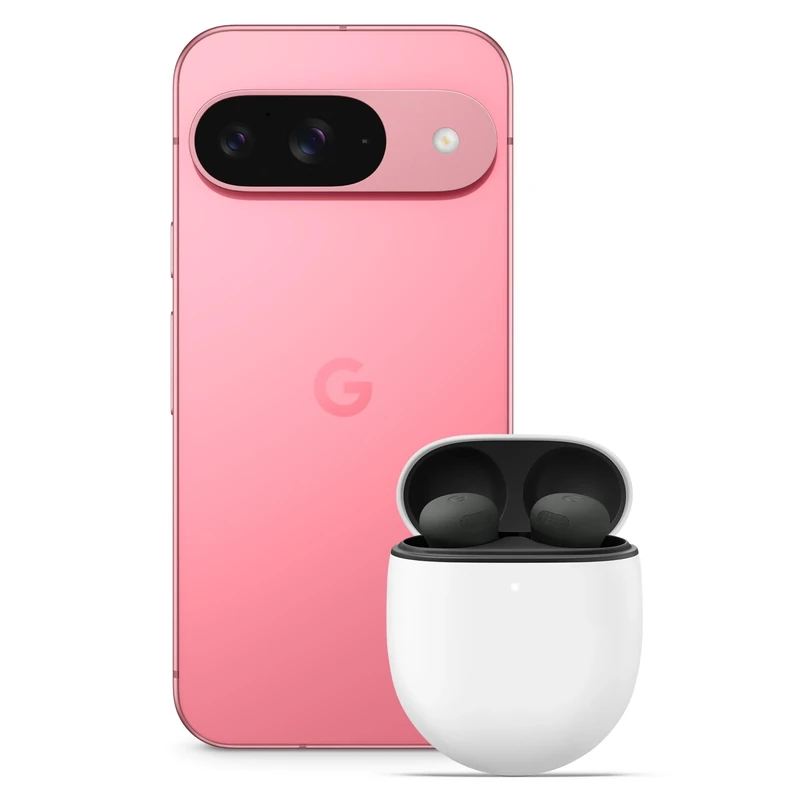 Google Pixel 9 - Unlocked Android Smartphone with Gemini, Advanced Camera, 24-Hour Battery, and 6.3" Actua Display - Peony, 128GB+Pixel Buds Pro 2