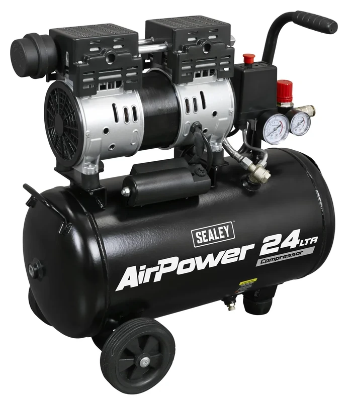 Sealey Oil Free Low Noise Direct Drive Air Compressor, 24L, 1hp, 5.6cfm, 116psi, 750W - SAC2400S