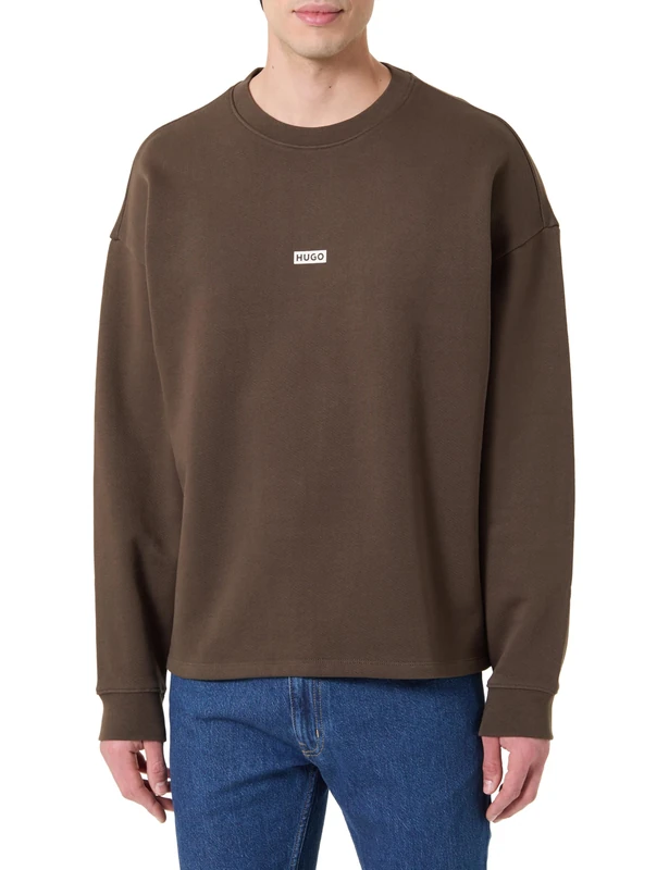 HUGO Men's Sweatshirt, Dark Brown 208, L