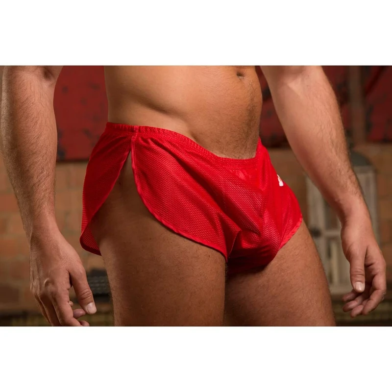Mens Extreme Mesh Shorts - Orange Split Side Activewear XXL - Image 1