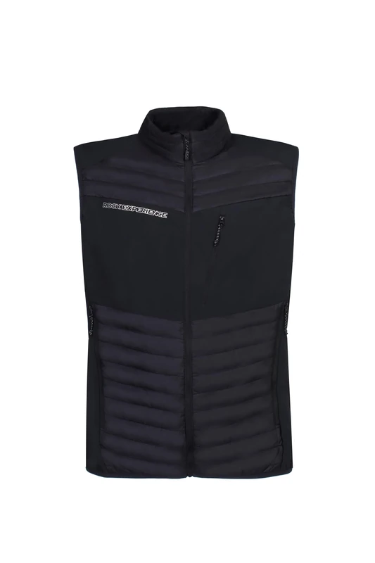 Rock Experience Men's Blackstone Hybrid Man Vest Sleeveless Mountain Jacket, Black, M
