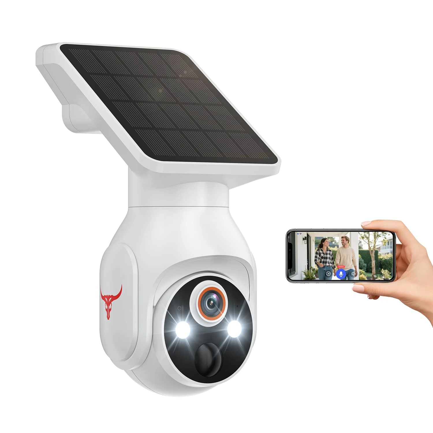 GlowPop Solar Powered Wireless Security Camera Outdoor with 360° View, AI Human Detection, Spotlights, Battery Powered, 2-Way Talk, Color Night Vision, Cloud Storage