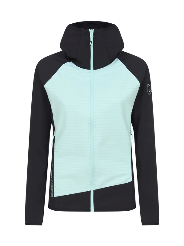 Rock Experience Women's Razor Blade Hoodie Softshell Woman Jacket Technical, Windproof, Black/Light Blue/Blue, XL