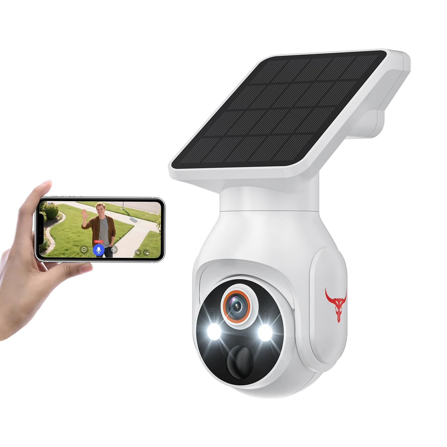 BoilNano 1080P Solar Security Camera Wireless Outdoor, 360° View Pan/Tilt, Color Night Vision, Real-Time Alerts, Cloud Storage, 2-Way Audio, 2.4Ghz WiFi Only