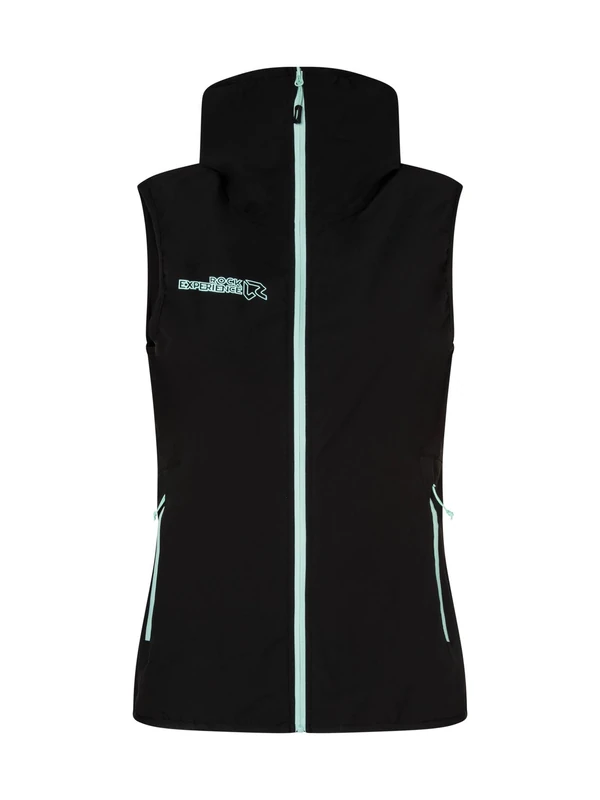 Rock Experience Women's Solstice 2.0 Hoodie Softshell Woman Vest Technical Jacket | ANTIVENT, Black/Light Grey, S