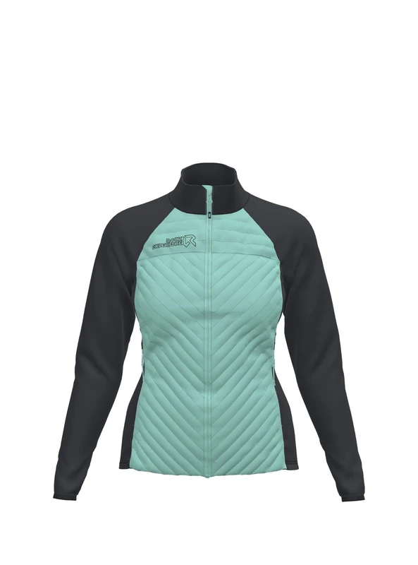 Rock Experience Women's Lancelot Hybrid Woman Jacket Technical, Windproof, Black/Light Blue, XS