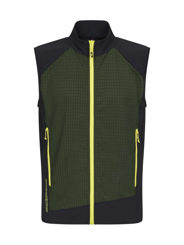 Rock Experience Men's Razor Blade Softshell Man Vest Jacket | Wind-Proof Sleeveless, Dark Green/Green/Black, S