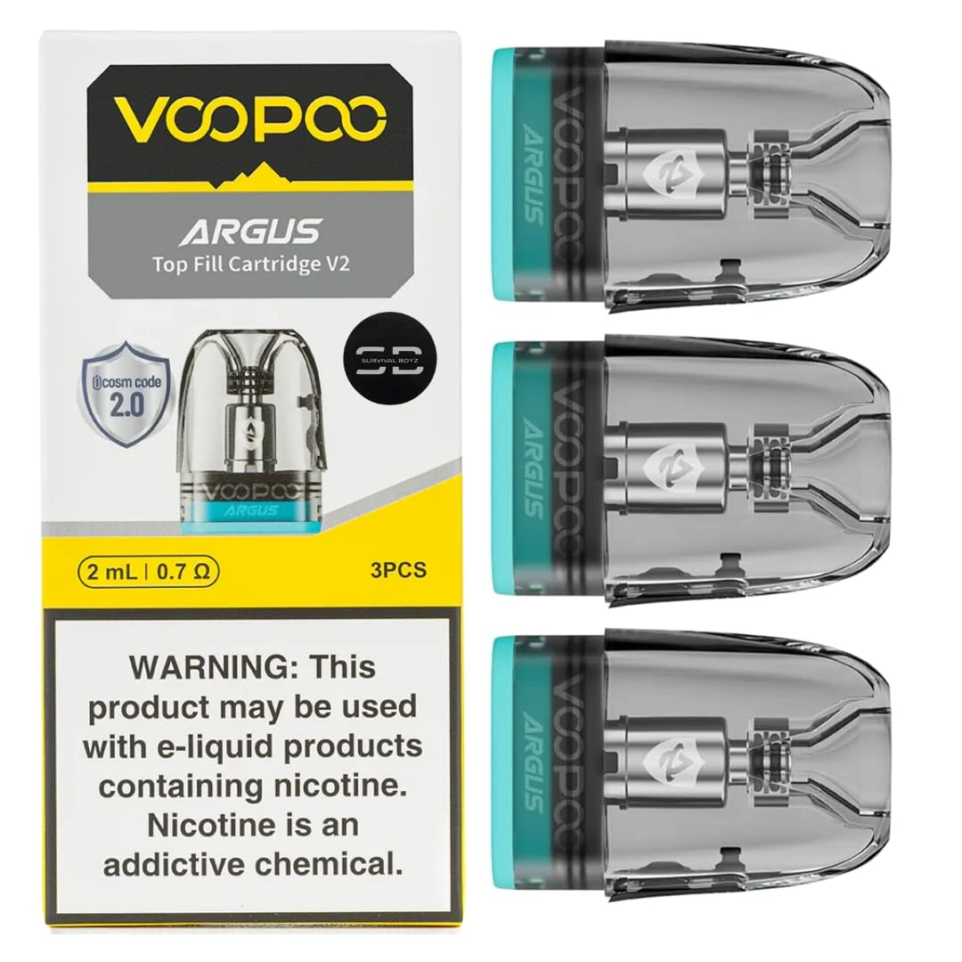 Voopoo Argus Pods Top Fill v2 (0.7 V2) - 3 Pack - Available in (0.4,0.7,1.0Ω), Compatible with Full Voopoo Argus Pod Kits Series - No Nicotine (0.7 V2)