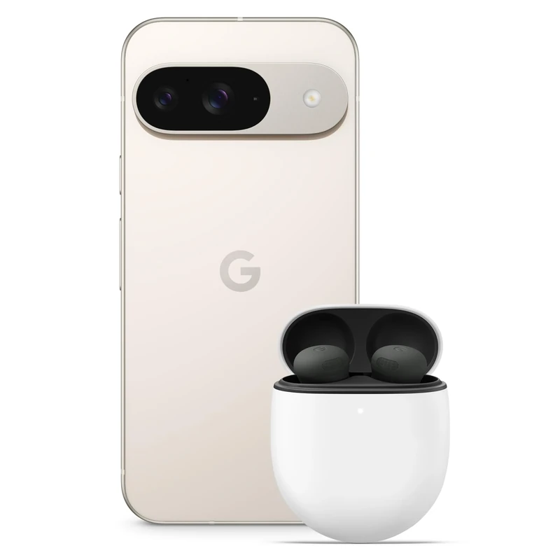 Google Pixel 9 - Unlocked Android Smartphone with Gemini, Advanced Camera, 24-Hour Battery, and 6.3" Actua Display - Porcelain, 128GB+Pixel Buds Pro 2
