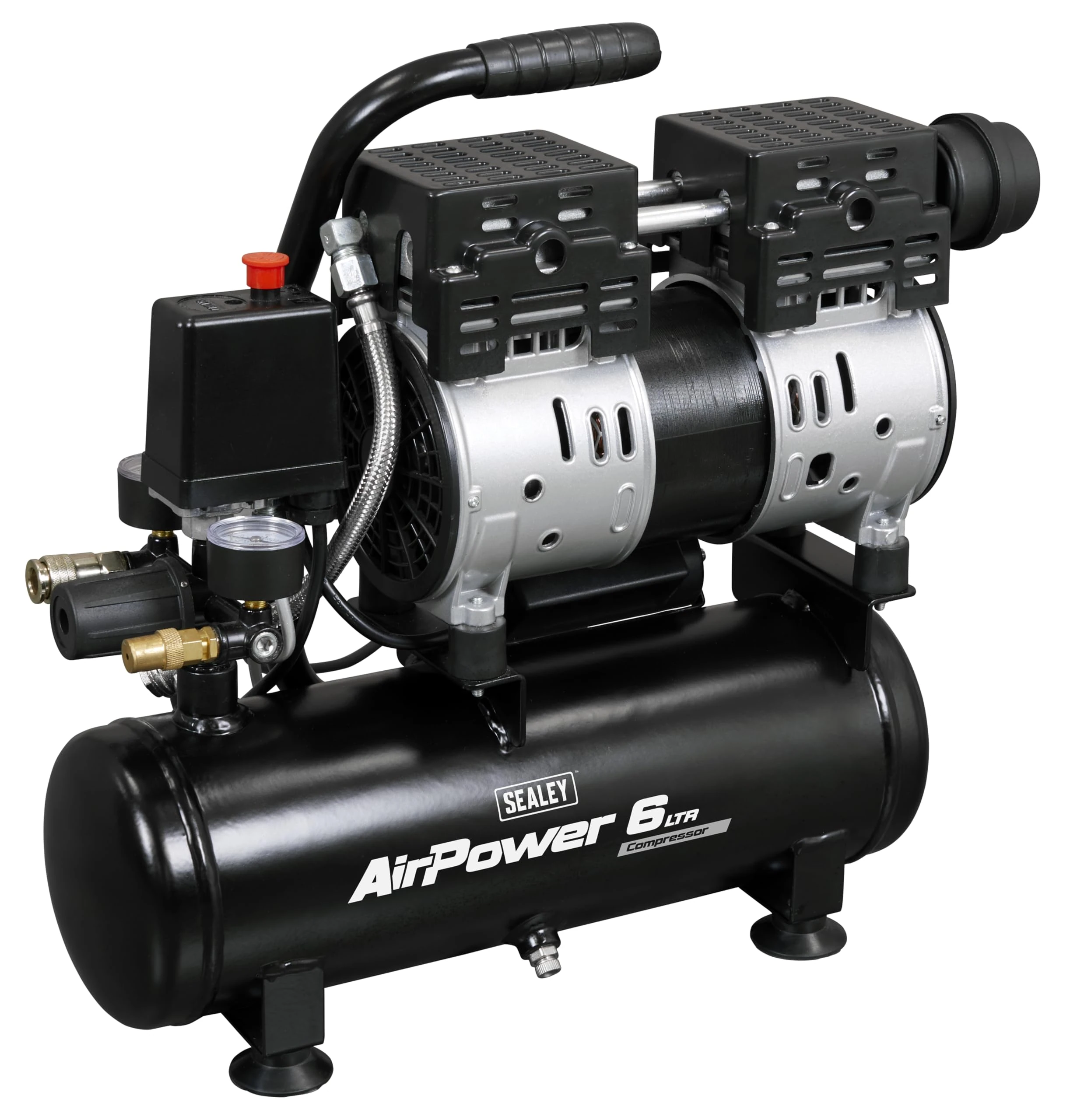 Sealey Oil Free Low Noise Direct Drive Air Compressor, 6L, 1hp, 4.7cfm, 116psi, 750W - SAC0600S