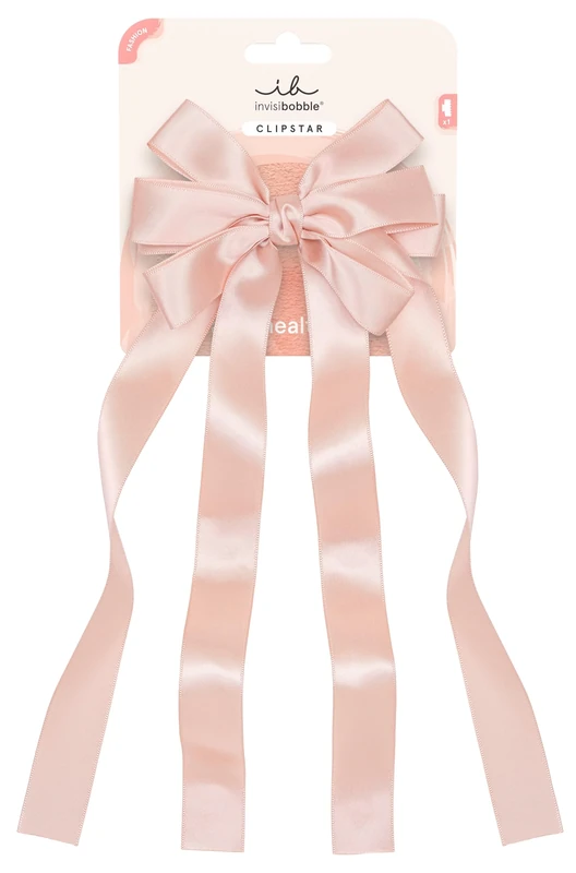 invisibobble CLIPSTAR M Ribbon Glam (1 Piece) - Pink Bow Clip - Female Hair Accessory - Stylish & Playful Look - For Girls and Women
