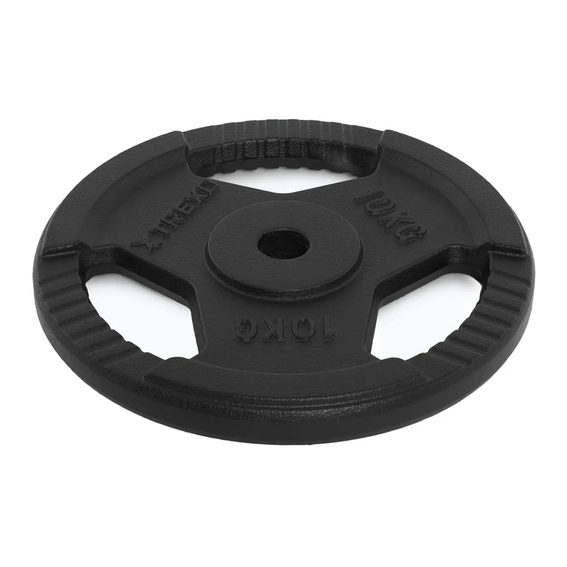 TREXO TRX-ICP001 10 kg Cast Iron Weight Plate - Universal, Durable, with Ergonomic Handles, Compatible with Barbells and Handles for Strength and Functional Training