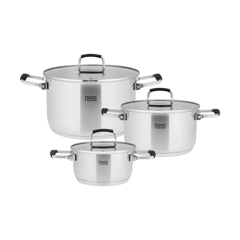 Teesa Set of 3 Pots 6 Elements Cook Prime Stainless Steel All Types Cookware TSA0149