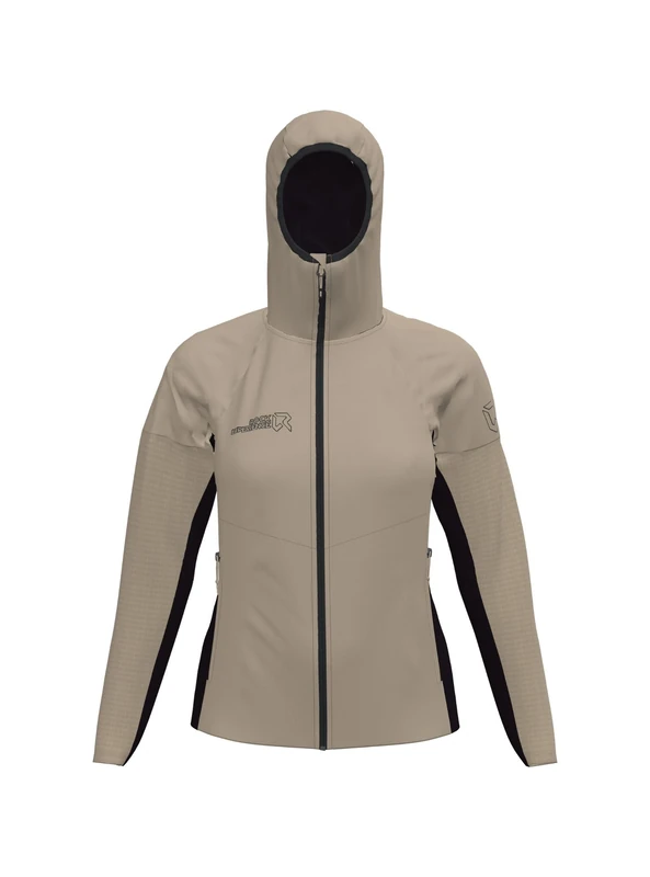 Rock Experience Women's South Face Hoodie Hybrid Woman Jacket Technical ANTIVENT, Beige/Black, S