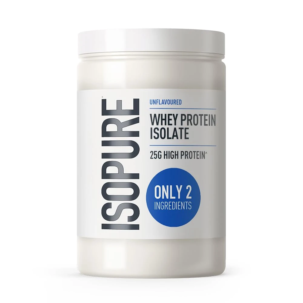 Isopure Unflavoured Whey Protein Isolate Powder, High in Protein with 25 g per Serve, Low in Sugar, No Artificial Flavours or Sweeteners, Made with Only 2 Ingredients, 435 g