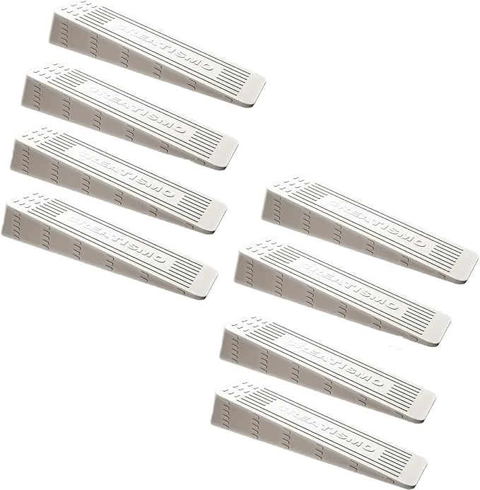 Pack of 8 White Rubber Door Stoppers for Floor, Durable, Anti-Skid, Heavy-Duty Rubber Door Wedges Indoors, for All Floor Types & Doorstops Wedge Preventing Accidents