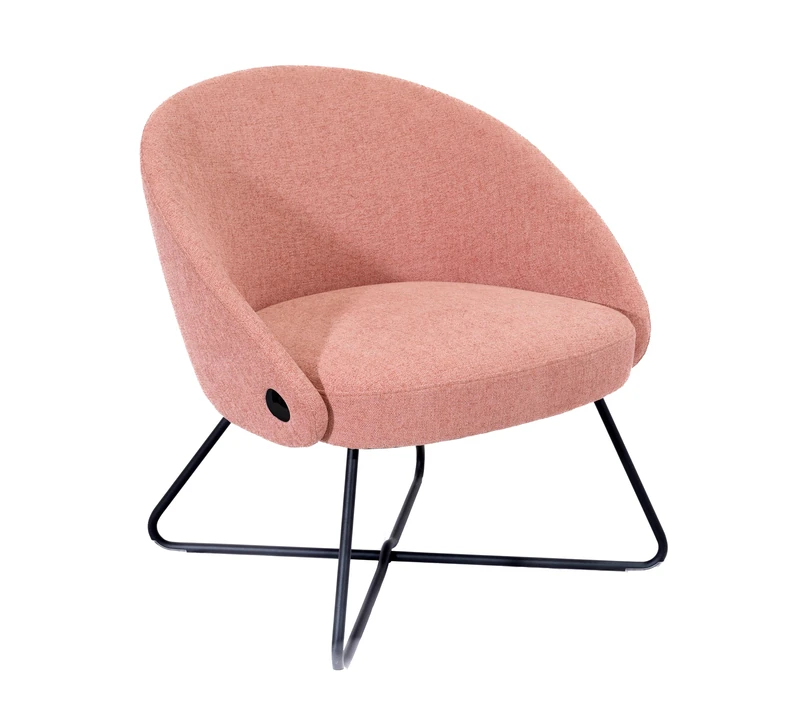 Office Hippo Modern Accent Chair for Lounges, Receptions and Social Spaces, Black Wire Frame, Pink Fabric
