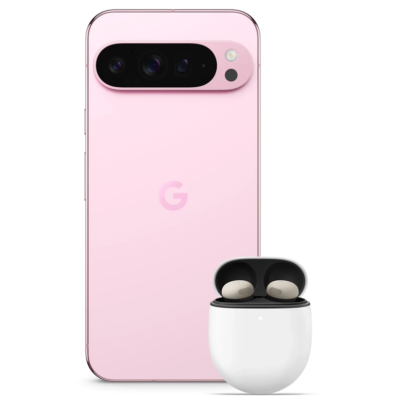 Google Pixel 9 Pro XL - Unlocked Android Smartphone with Gemini, Triple Rear Camera System, 24-Hour Battery, and 6.8" Super Actua Display - Rose Quartz, 256GB+Pixel Buds Bro 2