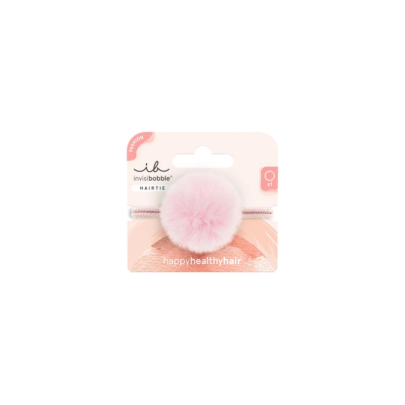 invisibobble HAIRTIE Poof Plush (1 Piece) - Fluffy Hair Scrunchie for Girls & Women - Small Hair Scrunchie as Cute Hair Accessories in Pink - Gentle Hold without Pulling