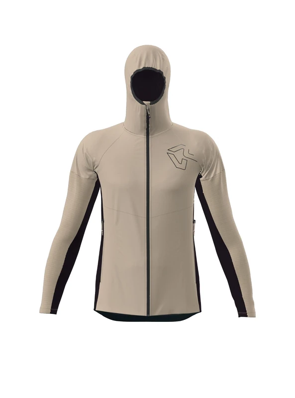 Rock Experience Men's South Face Hoodie Hybrid Man Jacket Technical, Windproof, Beige/Black, L