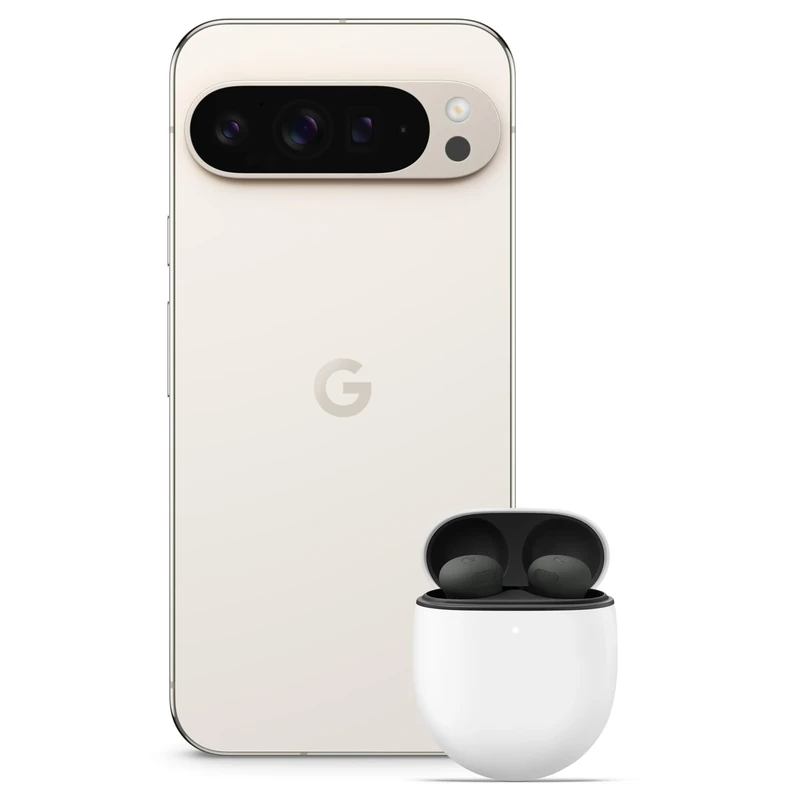 Google Pixel 9 Pro XL - Unlocked Android Smartphone with Gemini, Triple Rear Camera System, 24-Hour Battery, and 6.8" Super Actua Display - Porcelain, 256GB+Pixel Buds Bro 2