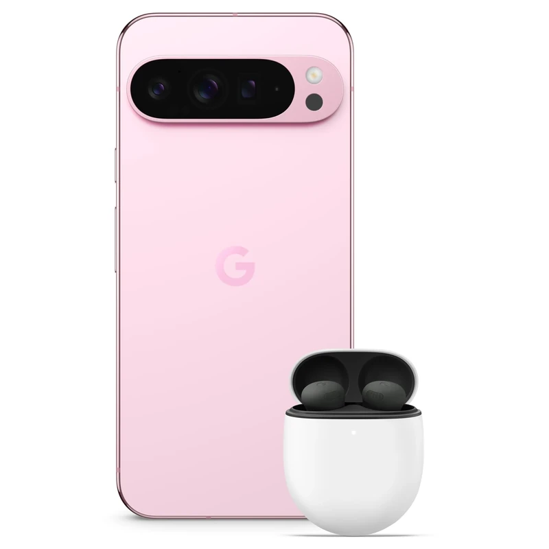 Google Pixel 9 Pro XL - Unlocked Android Smartphone with Gemini, Triple Rear Camera System, 24-Hour Battery, and 6.8" Super Actua Display - Rose Quartz, 256GB+Pixel Buds Bro 2