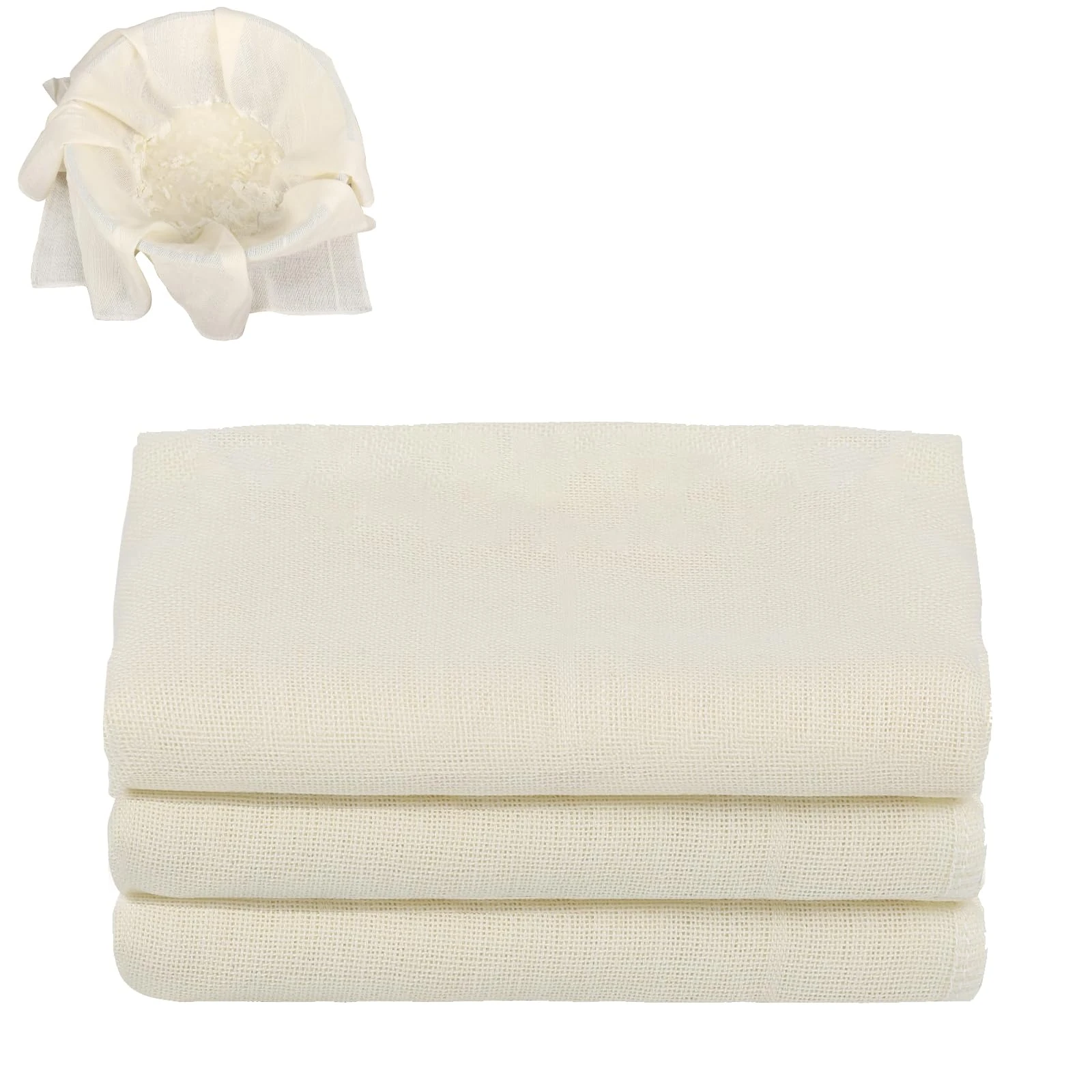 3 Pcs Cheesecloth, 50 x 50 cm Unbleached Grade 90 Reusable Muslin Cloths for Cooking Ultra Fine Washable Cheese Cloths for Straining for Filtering Juice Cheese Tea Coffee