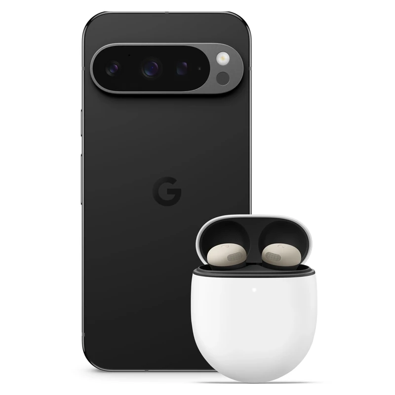 Google Pixel 9 Pro - Unlocked Android Smartphone with Gemini, Triple Rear Camera System, 24-Hour Battery, and 6.3" Super Actua Display - Obsidian, 128GB+Pixel Buds Pro 2
