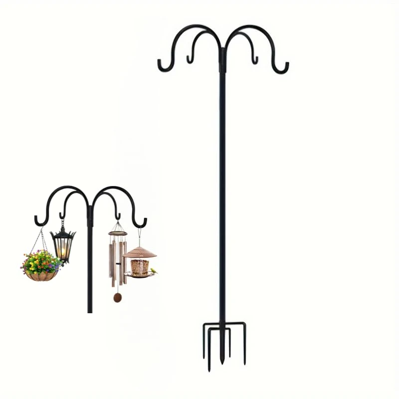 QUZGVEXA Bird Feeder Pole, Large Bird Feeders Hanging Station, Tall Shepherds Crook Garden Hooks, Heavy Duty Metal Hangers for Outdoor Garden Light, Decoration, Flower Basket, Lamp, Wind Chimes(223cm)