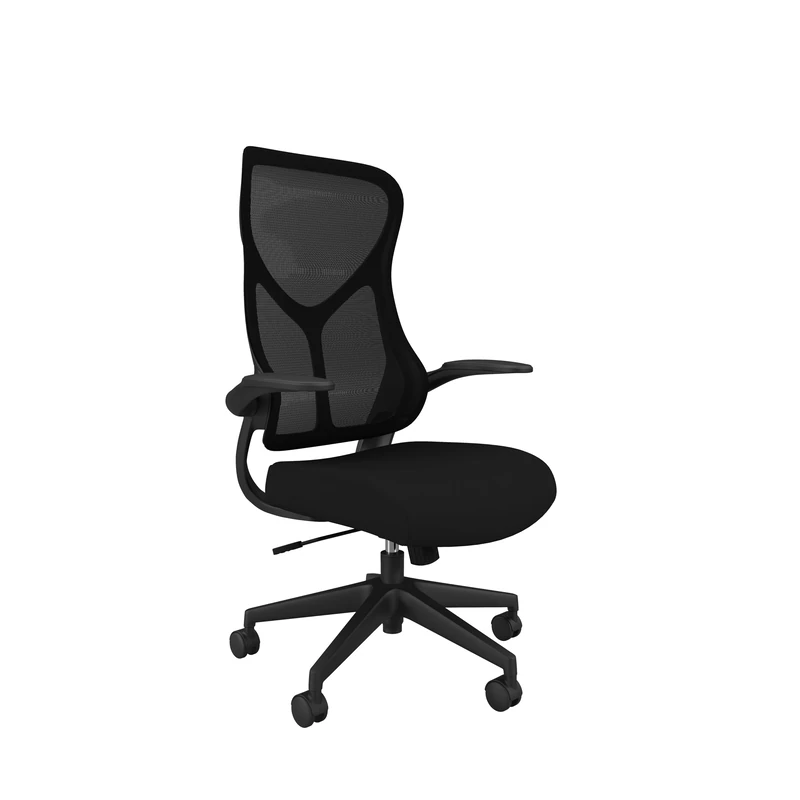 Office Hippo ZIP MESH BACK CHAIR WITH FOLDING ARMS | BLACK