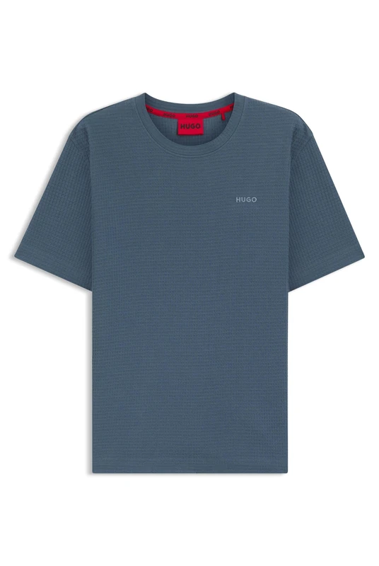HUGO Mens Austin T-Shirt Waffle-Structured Pyjama T-Shirt with Embroidered Logo