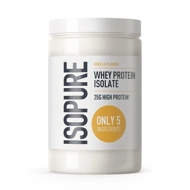 Isopure Vanilla Whey Protein Isolate Powder, High in Protein with 25 g per Serve, Low in Sugar, No Artificial Flavours or Sweeteners, Made with Only 5 Ingredients, 450 g
