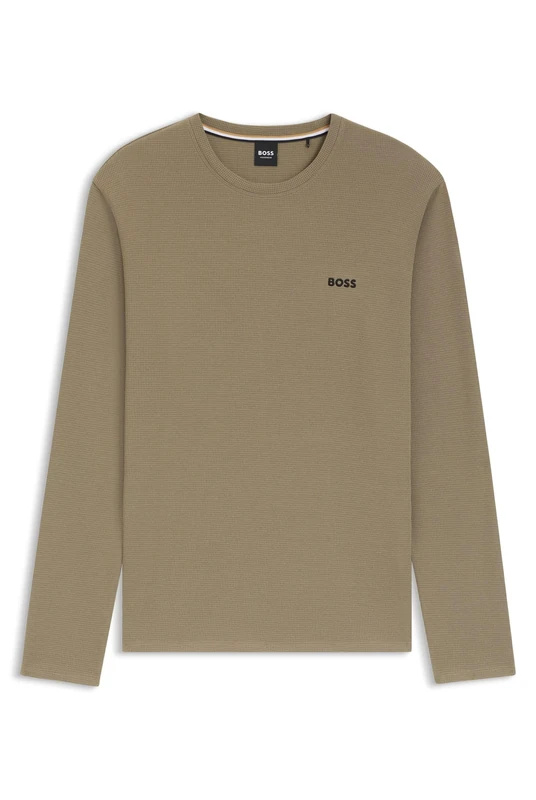 BOSS Men's Waffle Ls-Shirt 10269584 01 Pyjama_Longsleeve, Open Brown 245, S