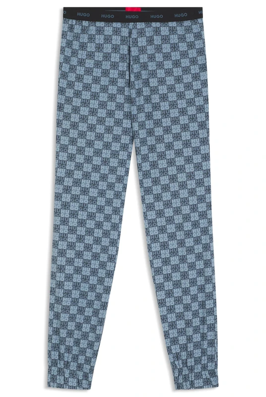 HUGO Stretch-cotton Pyjama Bottoms With Stacked-logo Print