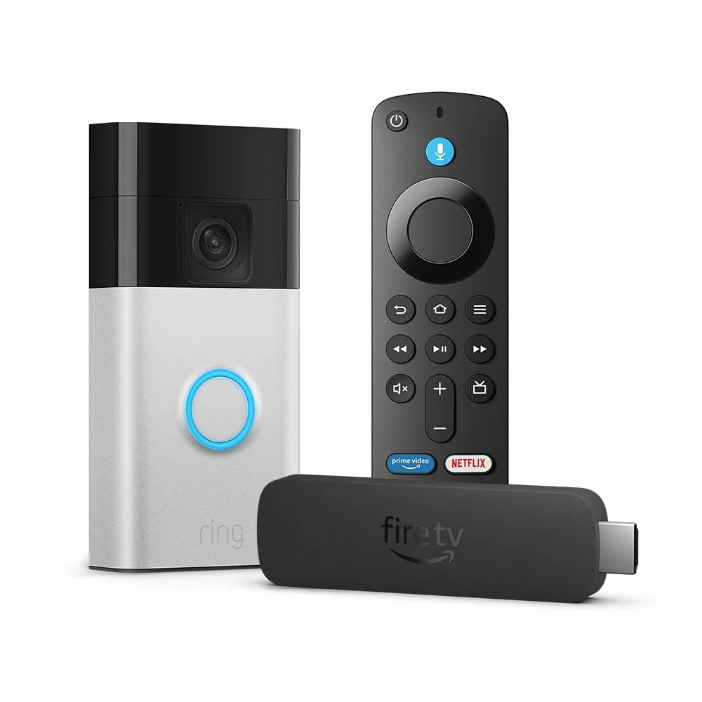 Amazon Fire TV Stick 4K (Newest gen) + Ring Battery Video Doorbell (2024 release)