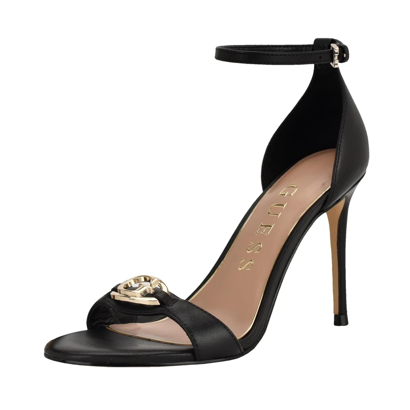 GUESS Women's Kabrina Heeled Sandal, Black Leather 001, 5 UK