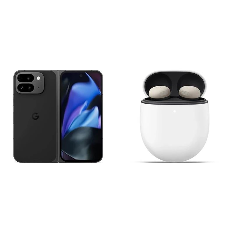 Google Pixel 9 Pro Fold - Unlocked Android Smartphone with Gemini - Advanced Triple Rear Camera System - Foldable Display - Hands-Free Video - Obsidian, 512GB+Pixel Buds Pro 2