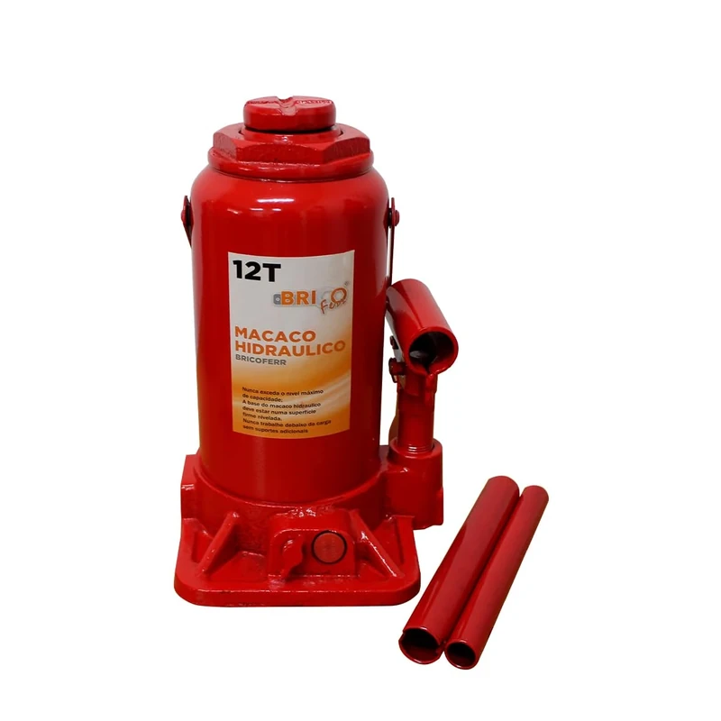 Bricoferr Hydraulic Jack Bottle Type 12T – Height Adjustable from 215 to 400 mm