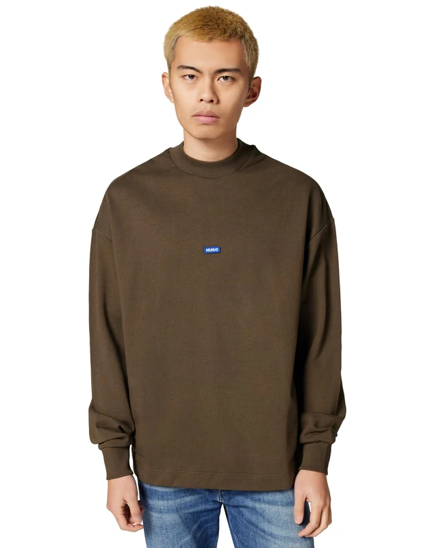 HUGO Men's Sweatshirt, Dark Brown 208, M
